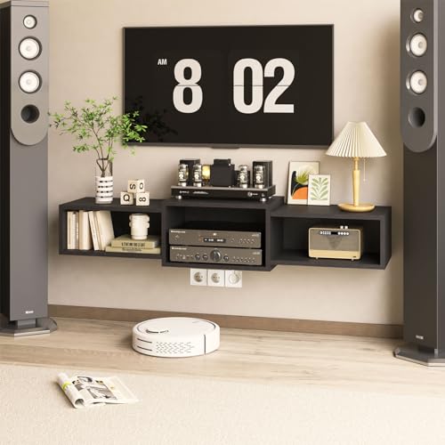 Floating TV Stand Wall Mounted with Power Outlet, view 2
