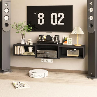 Floating TV Stand Wall Mounted with Power Outlet, view 2