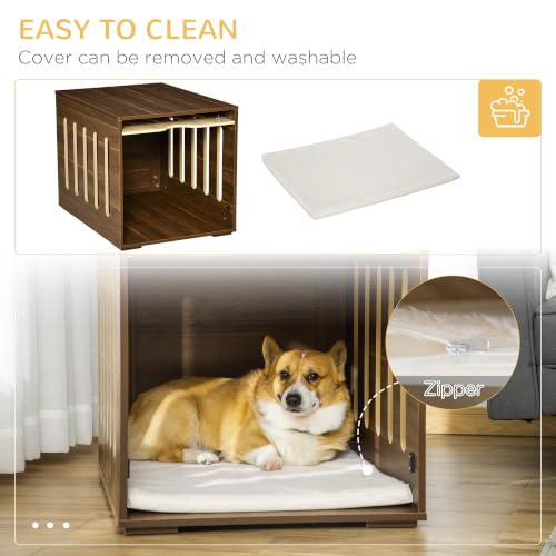 Furniture Style Dog Crate End Table with Removable Door Panel Brown, view 6