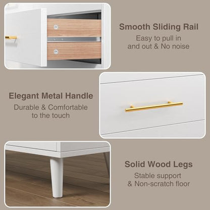 5 Drawer Dresser, Tall Dresser, White, view 6