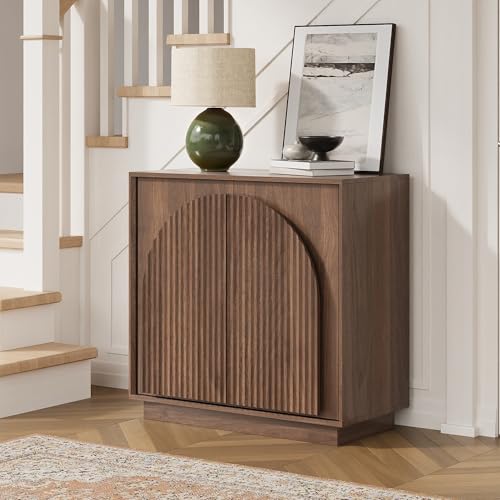 31.5" Small Buffet Cabinet with Storage, Arched Doors, Walnut, 1PCS, view 6