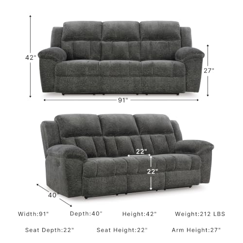 Signature Design by Ashley Frohn Contemporary Manual Reclining Sofa, Gray