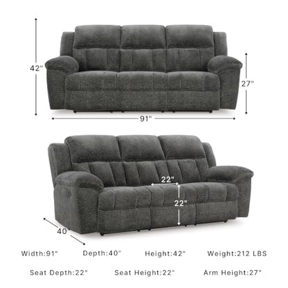 Signature Design by Ashley Frohn Contemporary Manual Reclining Sofa, Gray