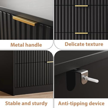 Black 6 Drawer Dresser for Bedroom, view 5