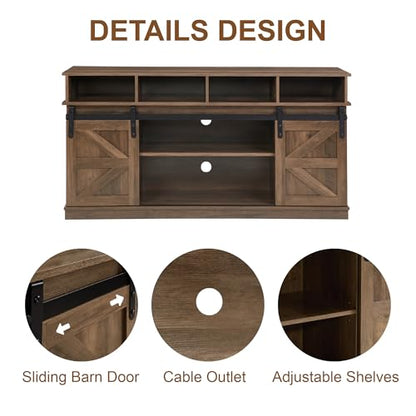 TV Stand Sliding Barn Door Modern & Farmhouse Wood Entertainment Center, view 5