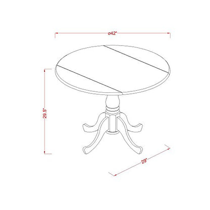 DLT-WHI-TP Dublin Modern Kitchen Table - a Round Dining Table Top with Dropleaf & Pedestal Base, 42x42 Inch, Linen White