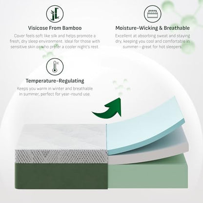 12" Queen Cooling Gel Memory Foam Mattress, Viscose from Bamboo, Medium Firm, view 7