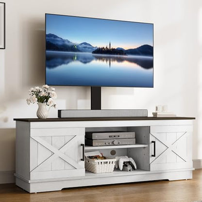 Farmhouse TV Stand with Height Adjustable Mount, Espresso, view 2