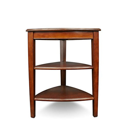 Shield Solid Wood Tiered End Table with Shelves, Glazed Auburn Brown, Perfect for Living Rooms, Bedrooms, and Small Spaces – 9009