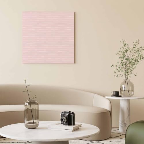 Modern Pink Wavy Stripe Canvas Print Wall, Abstract Trend Rippling Water Lines Framed Canvas Art Wall Decor Pictures Painting Artwork for Living Room Bedroom, Ready to Hang, 28" x 28"
