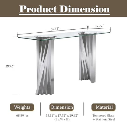 55" Glass Console Table, view 3