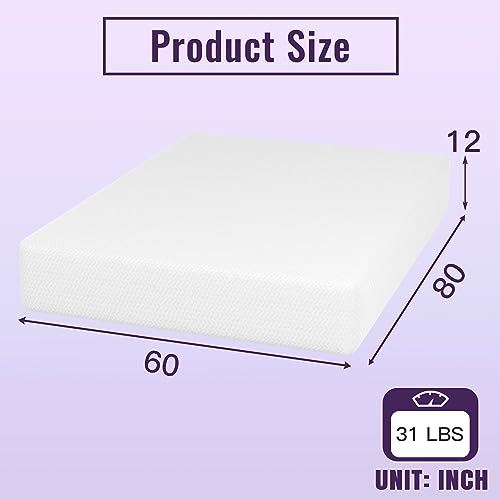 PayLessHere | 12" Queen Memory Foam Mattress | White | Medium Firm, view 3