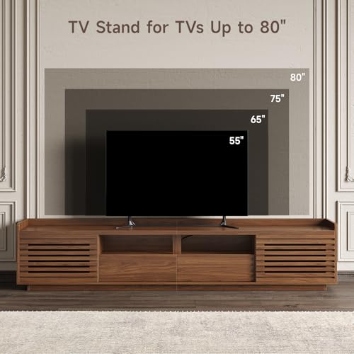 78.7"TV Stand for TV Up to 85",Mid-Century Modern TV Console Walnut, view 7
