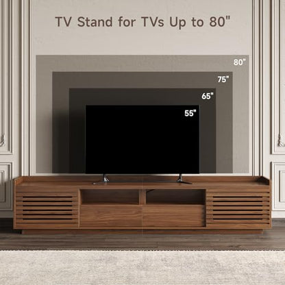 78.7"TV Stand for TV Up to 85",Mid-Century Modern TV Console Walnut, view 7