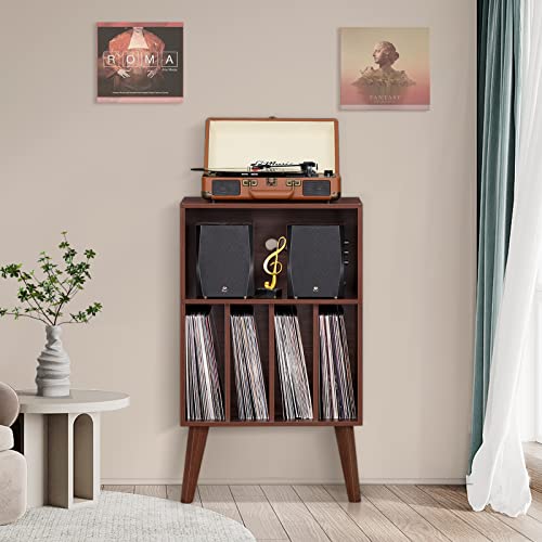Record Player Stand, Walnut Turntable Stand Holds up to 160 Albums, view 5