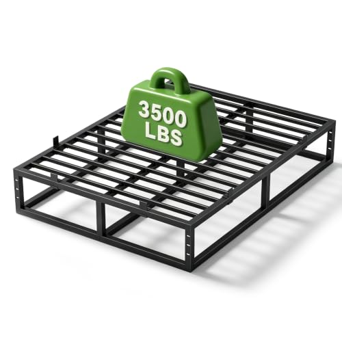 14 Inch Cal King Bed Frame,Metal Platform Upgrade Heavy Duty Base Black, view 2