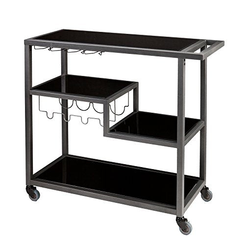 Holly & Martin Zephs Bar Cart - Grey - Iron Metal & Tempered Glass - Modern Design - Ideal for Living Rooms, Dining Rooms, Home Bars, 40" W x 16" D x 37.5" H (HZ8810)
