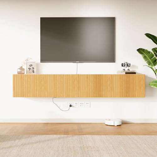 DHMAKER 71" Floating TV Stand Wall Mounted with Power Outlet for TVs up to 80", view 6