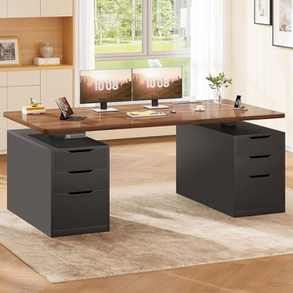 Electric Standing Desk with 6 Drawers, 55" Adjustable Stand up Desk with Storage, view 2