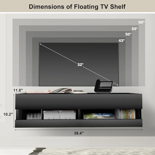 Floating TV Shelf Wall Mounted TV Stand, view 4