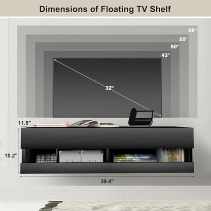 Floating TV Shelf Wall Mounted TV Stand, view 4