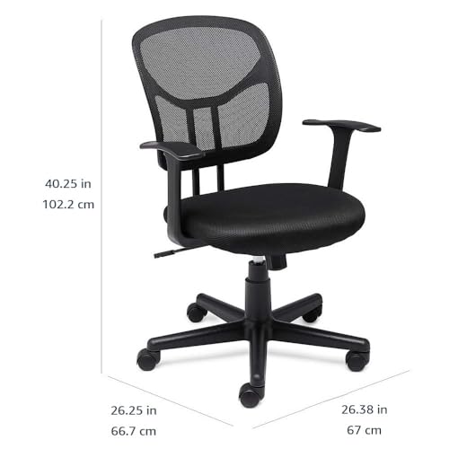 Breathable Mesh Mid-Back Office Desk Chair with Armrests, Lumbar Support, view 4