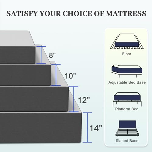 Lukace 12 Inch King Size Mattress,Memory Foam Mattress for Back Pain,Grey, view 3
