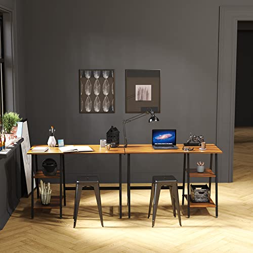 43-Inch Home Office Trestle Computer Desk with Open Storage Shelves, Walnut