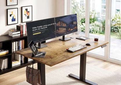 Electric Standing Desk Adjustable Height, 40 x 24 Inches Sit Stand up Desk with Memory Presets & Cable Management, Home Office Desk for Office & Computer Workstation, Black Frame/Rustic Brown Top