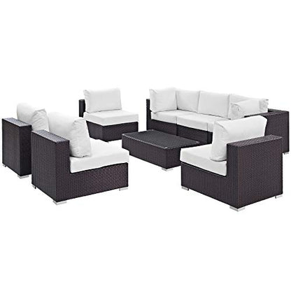 Convene Outdoor Sectional Set | Durable Rattan Weave | Weather-Resistant Cushions | 8-Piece Furniture Set for Patio, Backyard, Poolside Retreat