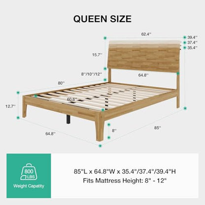 Queen Bed Frame with 3-Level Adjustable Storage Headboard, view 3