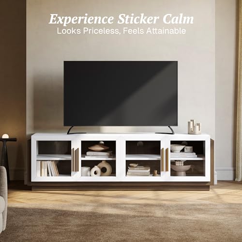 Brixston 70 in TV Stand & Entertainment Center-White, view 4
