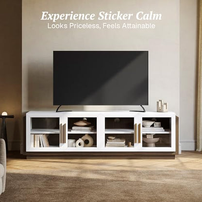 Brixston 70 in TV Stand & Entertainment Center-White, view 4