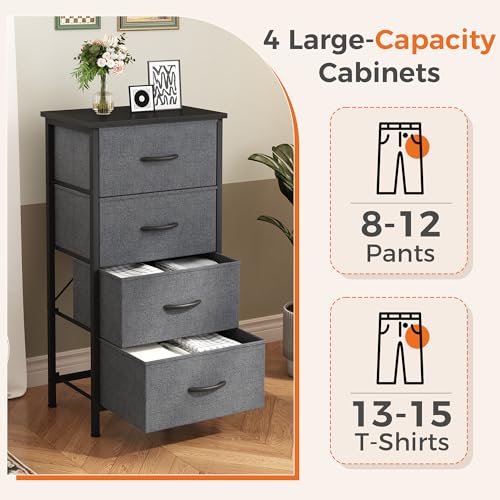Dresser for Bedroom, 4 Drawer Storage Cabinet, Tall Nightstand, view 5