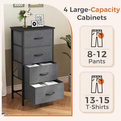 Dresser for Bedroom, 4 Drawer Storage Cabinet, Tall Nightstand, view 5