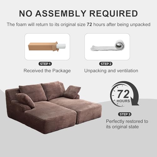 Boneless Sofa Bed in Brown, Cloud Sofas for Living Room, view 6