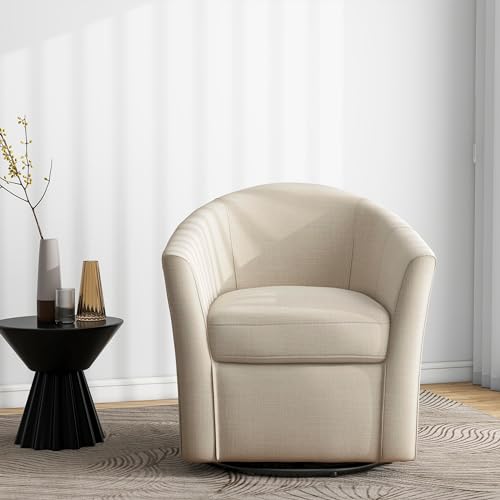 Mid-Century Modern Swivel Barrel Accent Chair, Brown, Set of 2