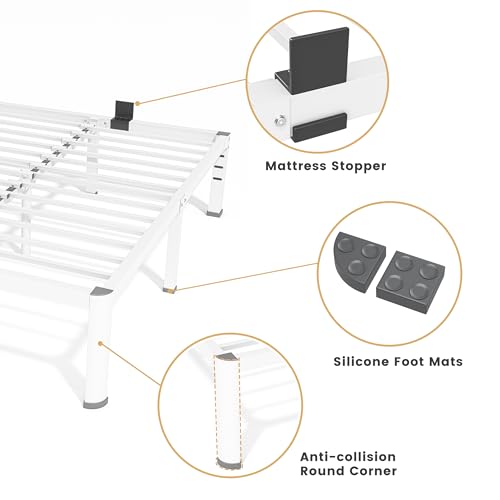 18 Inch Full Size Metal Platform Bed Frame with Round Corners Leg, view 5