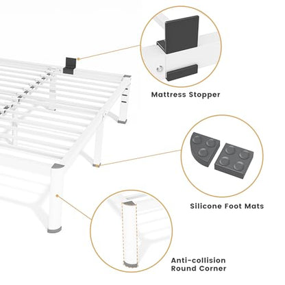 18 Inch Full Size Metal Platform Bed Frame with Round Corners Leg, view 5