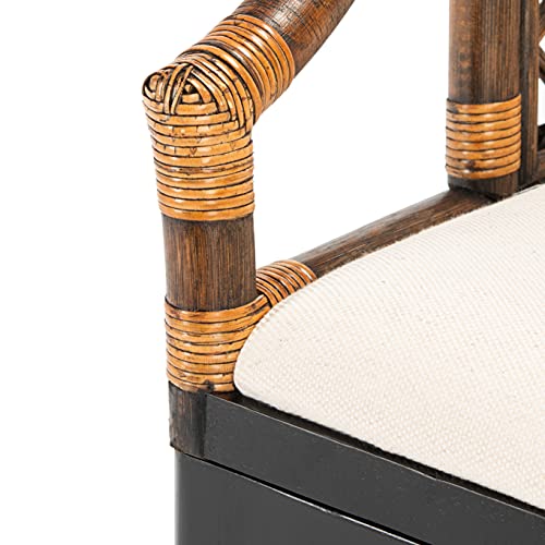 SAFAVIEH Furniture - Carlotta Rattan Arm Chair - Brown & Black - Solid Wood - Coastal Open-Arm Design - Ideal for Living Room, Sunroom, Bedroom (SEA4013C)