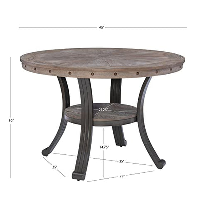 Powell Franklin Pewter Metal and Rustic Wood Table Dining