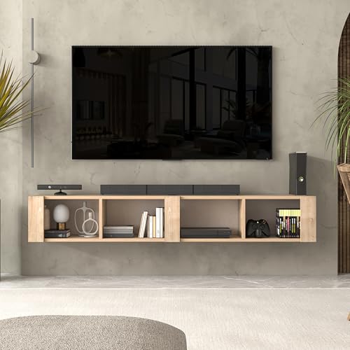 Atelier Mobili Floating TV Stand for 75 Inch TVs – Wall Mounted Entertainment, view 4