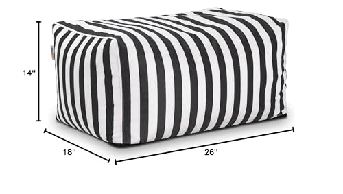 Leon Outdoor Bean Bag Ottoman, Black & White Stripes
