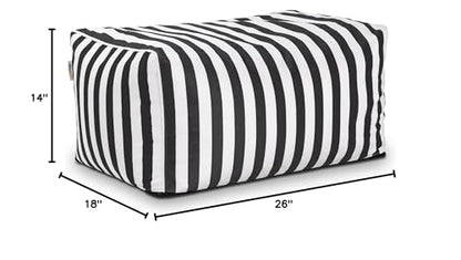 Leon Outdoor Bean Bag Ottoman, Black & White Stripes