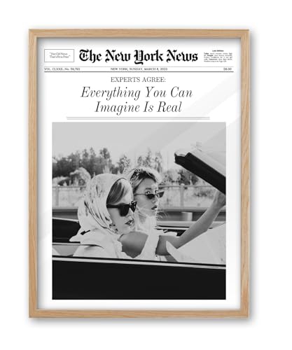 Oak framed inspirational newspaper canvas art print, view 2
