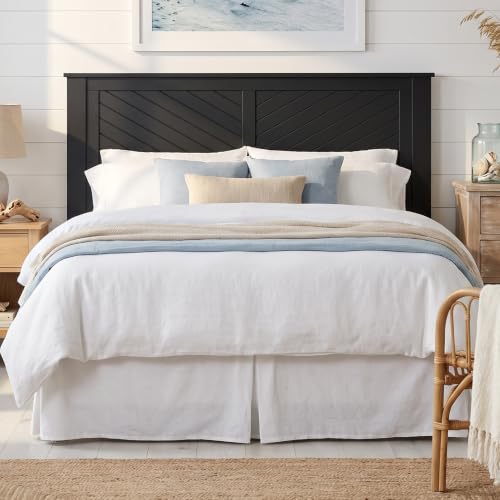 Serene Wood Panel Headboard with Chevron Scoring, Queen, Black, view 2