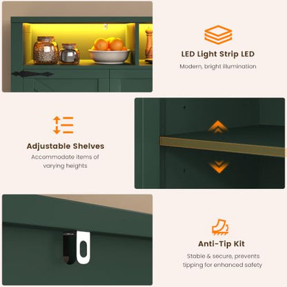 Buffet Sideboard with Storage with Power Outlets & LED Light, view 8