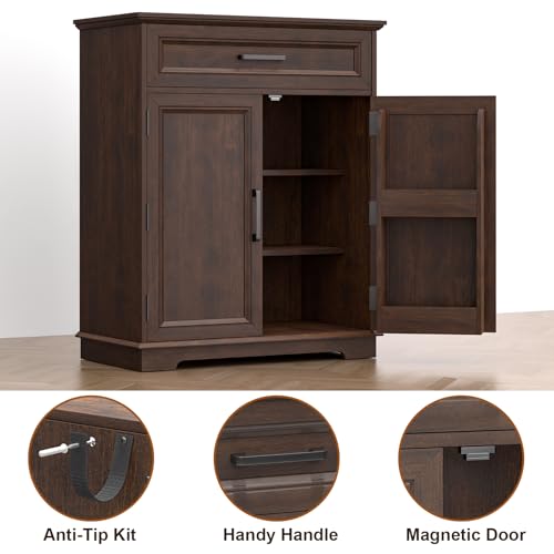 Kitchen Storage Cabinet with Drawer, Buffet Cabinet with Storable Door, Modern Floor Sideboard, Cherry Freestanding for Kitchen
