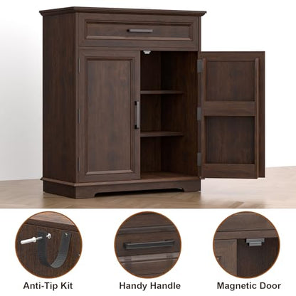 Kitchen Storage Cabinet with Drawer, Buffet Cabinet with Storable Door, Modern Floor Sideboard, Cherry Freestanding for Kitchen