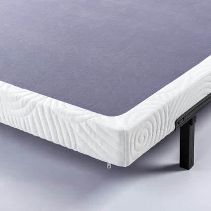 ZINUS Metal Box Spring with Wood Slats /4 Inch Mattress Foundation/Sturdy Steel Structure/Easy Assembly, Twin